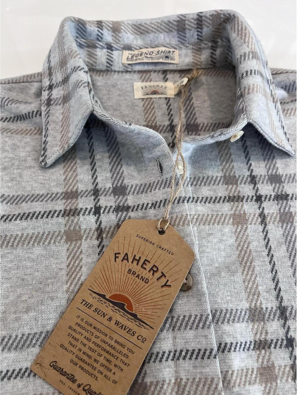 $178 Faherty Legend Sweater Shirt Size M Sandy Trails Plaid Top Button Down - Picture 4 of 9